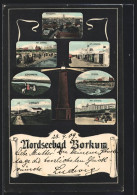 AK Borkum /Nordsee, Am Strand, Upholm, Leuchtturm, Panorama  - Borkum