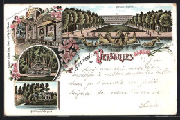 Lithographie Versailles, Bassin D`Apollon, Pavillon De La Musique, Le Buffet  - Versailles