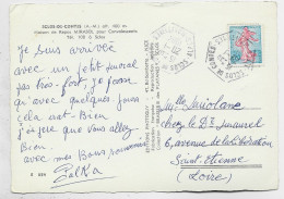 N° 1233 CARTE C. HEX SCLOS DE CONTES 20.1.1964 ALPES MARITIMES - Manual Postmarks