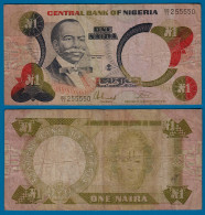 Nigeria 1 Naira Banknote Pick 23b Etwa F (4)   (18178 - Otros – Africa