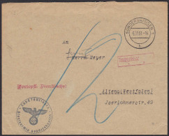 1937 3.Reich Staatsarchiv Thüringen Sondershausen Brief Nachgebühr  (20586 - Autres & Non Classés