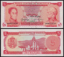 Venezuela 5 Bolivares Banknote 1974 AUNC (1-) Pick 50h   (23943 - Altri – America