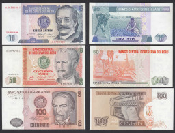 Peru 10,50,100 Intis Banknoten 1986 UNC (1)    (24011 - Otros – América