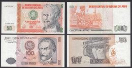PERU 50 + 100 Intis Banknoten UNC (1) Pick 131 + 133   (24136 - Altri – America