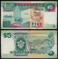 SINGAPUR - SINGAPORE 5 Dollars (1989) F/VF (3/4) Pick 19  (23976 - Autres - Asie