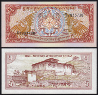Bhutan - 5 Ngultrum Banknote (1985) UNC Pick 14   (24298 - Otros – Asia