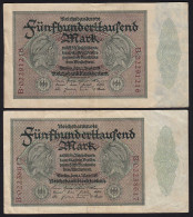 Reichsbanknote - Paar 500000 500.000 Mark 1923 Ros. 87b VF Laufende Nummer - Autres & Non Classés