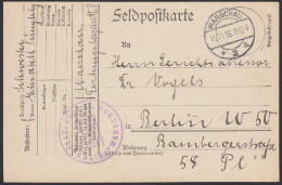 Feldpost 1. WK Vom Festungslazarett WARSCHAU 1916 Nach Berlin  (20575 - Besetzungen 1914-18