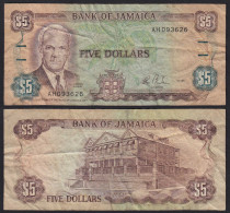JAMAIKA - JAMAICA 5 Dollars Banknote 1985 Pick 70a F- (4-)      (21529 - Altri – America