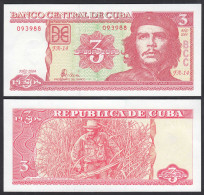 Kuba - Cuba 3 Pesos Banknoten 2004 Pick 127a UNC (1)      (27829 - Altri – America