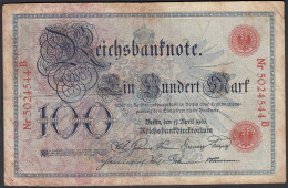 Reichsbanknote 100 Mark 1903 UDR Y Serie B Ro 20 Pick 22 F (4)   (28275 - Andere & Zonder Classificatie