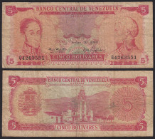 Venezuela 5 Bolivares Banknote 30.9.1969 VG (5) Pick 50c   (23939 - Andere - Amerika