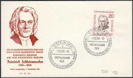 Berlin 1958 FDC Nr. 167 Friedrich Schleiermacher Theologe + Philosoph    (23819 - Autres & Non Classés