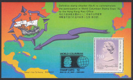 Hong Kong - Hongkong 1992 Block 22 ** World Columbian Stamp Expo Chicago  (30687 - Altri & Non Classificati
