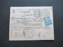 Ungarn 1919 GA / Postanweisung Postautalvany Mit 1x Zusatzfrankatur Rückseitig Violetter Stempel - Briefe U. Dokumente