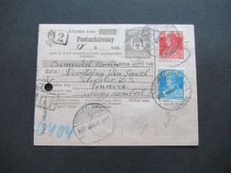 Ungarn 1919 GA / Postanweisung Postautalvany Mit 2x Zusatzfrankatur Rückseitig Violetter Stempel - Briefe U. Dokumente