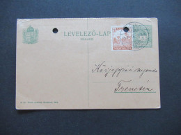 Ungarn 1919 GA / Levelezö Lap (Valasz) Mit 1x Zusatzfrankatur Stempel Podvilk / Podwilk Polen ?! - Lettres & Documents