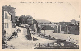 VILLENEUVE SUR LOT - Le Pont Et La Cale - Mairie Et Caisse D'Epargne - Très Bon état - Villeneuve Sur Lot