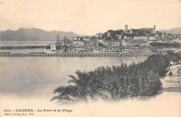 CANNES - Le Port Et La Plage - Très Bon état - Cannes