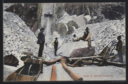 Cartolina Carrara, Le Cave, Lavorazione, Marmorsteinbruch  - Carrara