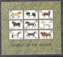 BHUTAN, 1999, Horses Of The World, Sheetlet, 1 V,   MNH, (**) - Bhoutan