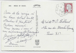 N° 1263 25C DECARIS CARTE FANTAISIE OBL C. HEX PERLE GEX (AIN) 24.12.1962 C P N° 1 - Manual Postmarks