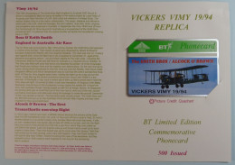 UK - BT - L&G - Vickers Vimy Replica - Smith Alcock & Brown - BTG435 - 405K - 500ex - Limited Edition - Mint In Folder - BT General Issues