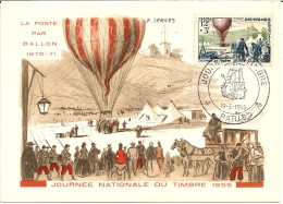 2I10 --- FDC 1er Jour PARIS Journée Du Timbre 1955 Ballon-Monté - Gedenkstempels