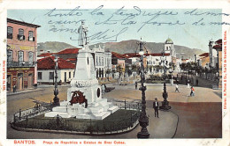 BRASIL Brazil - SANTOS - Praça Da Republica E Estatua De Braz Cubas - Ed. M. Pontes E Co. 185 - Other & Unclassified