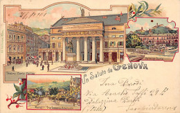 GENOVA - Litografia - Teatro Carlo Felice - Palazzo Doria - Nervi, Via V.E. - Genova (Genua)