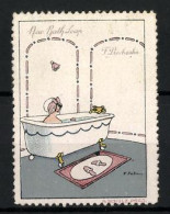 Künstler-Reklamemarke Fabiano, New Bath Soap, F. Prochaska, Frau Nimmt Ein Bad  - Erinofilia