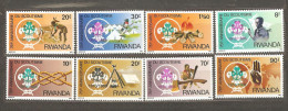 Rwanda: Full Set Of 8 Mint Stamps - Overprint, Girl Guide Movement, 1985, Mi#1318-25, MNH - Ungebraucht