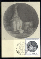 ITALIA REPUBBLICA ITALY 1990 PATRIMONIO ARTISTICO E CULTURALE GIORGIO MORANDI LIRE 800 CARTOLINA MAXI MAXIMUM CARD - Cartes-Maximum (CM)