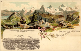 Passepartout Lithographie Bad Salzuflen In Lippe, Hoffmann's Stärkefabriken, Berner Oberland - Werbepostkarten