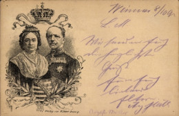  Lithographie Carl Alexander, Grand-duc Von Sachsen-Weimar-Eisenach, Großherzogin, 1892 - Familles Royales