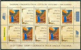 ● ITALIA Rep. 2009 ֍ LINGUA ITALIANA ֍ DANTE ● BF Serie Completa ** Codice A Barre ● Lotto N. 204 C ● - Hojas Bloque