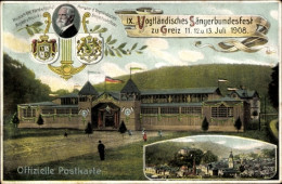CPA Greiz Im Vogtland, IX. Vogtländisches Sängerbundesfest 1908, Festhalle, Heinrich XIV. Reuß J. L. - Autres & Non Classés