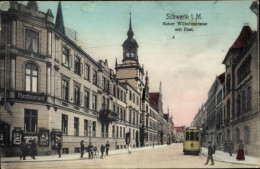 CPA Schwerin In Mecklenburg, Kaiser Wilhelm Straße, Post, Restaurant, Straßenbahn - Autres & Non Classés