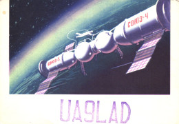 SQL CARDS, RADIO, TRANSPORT, SPACE, SPACESHIP, SOYUZ-4, SOYUZ-5, 1969, RUSSIA, POSTCARD - Radio Amateur