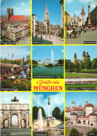 MUENCHEN, BAVARIA, MULTIPLE VIEWS, ARCHITECTURE, TOWER, TOWN HALL, CHURCH, STATUE, SQUARE, TERRACE, GERMANY, POSTCARD - Muenchen
