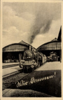 CPA Wir Kommen, Dampflokomotive Nr. 17 266, Dampfeiseisenbahn, Gleisansicht, Bahnhof - Treni