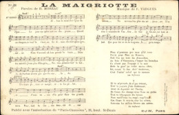 Chanson CPA La Maigriotte, Text H. Moreau, Musik F. Vargues - Costumes