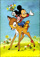 CPA Walt Disney, Micky Maus, Bambi, Blumen - Juegos Y Juguetes