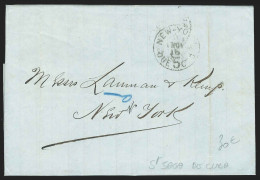 L. De Santiago De Cuba 1875 Pour Càd NEW-YORK/DUE 5CENTS  - Préphilatélie