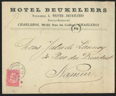 L. à Entête "Hôtel Beukeleers" Affr. N°58 Sc CHARLEROI (STATION)/1900 Pour Namur - 1865-1866 Linksprofil