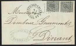 L. Datée D' Eysingen Affr. N°17 X2 De MOLENBEEK (BRUXELLES)/1869 Pour Dinant  - 1865-1866 Perfil Izquierdo