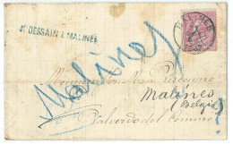 L. Affr. N°46 De MALINES/1887 Pour Valverdo (adresse Erronée Et Sous Affranchie) …R - 1884-1891 Leopold II