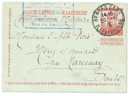 CL 10c Càd RENNES GARE/1915 + Cachet Hôpital Pour Tarcenay. Texte : Militaire Belge Blessé. RR - 1912 Pellens
