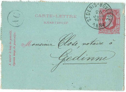 CL 10c Rouge Sc ST DENIS-BOVESSE/1884 + Boîte Rurale AC De BOVESSE Pour Gedinne - Cartes-lettres