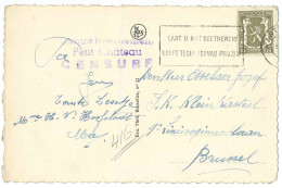 Carte 1946 ? Affr N°420 D'ANTWERPEN Pour Bruxelles + "Centre Internement/Petit Château/CENSURE - Guerre 40-45 (Lettres & Documents)